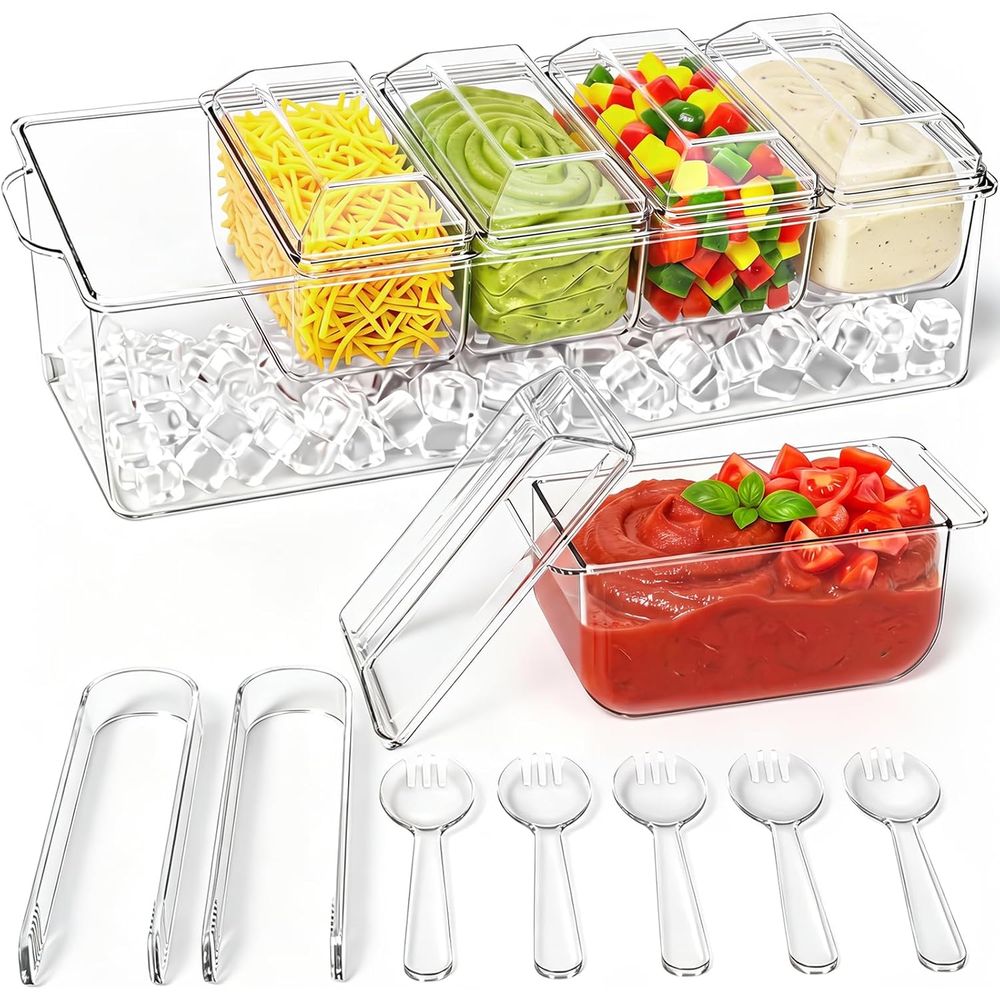 Garnish Tray Set - Bandeja para Condimentos, Servidor Refrigerado para