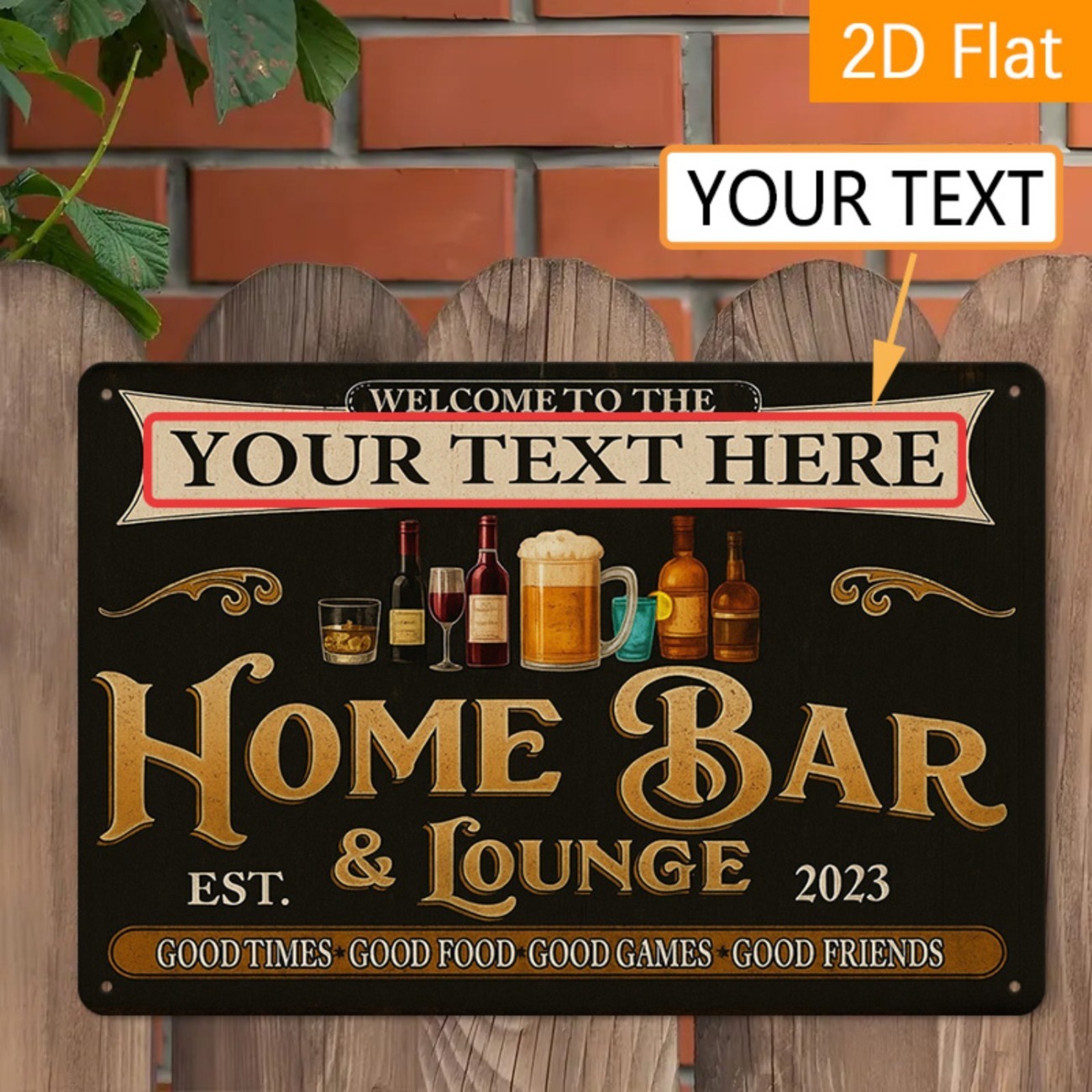 Home Bar Lounge - Letrero Metálico Personalizado Vintage para Bar