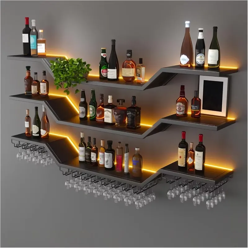 Home Bar Shelves - Estante para Vino de Pared LED