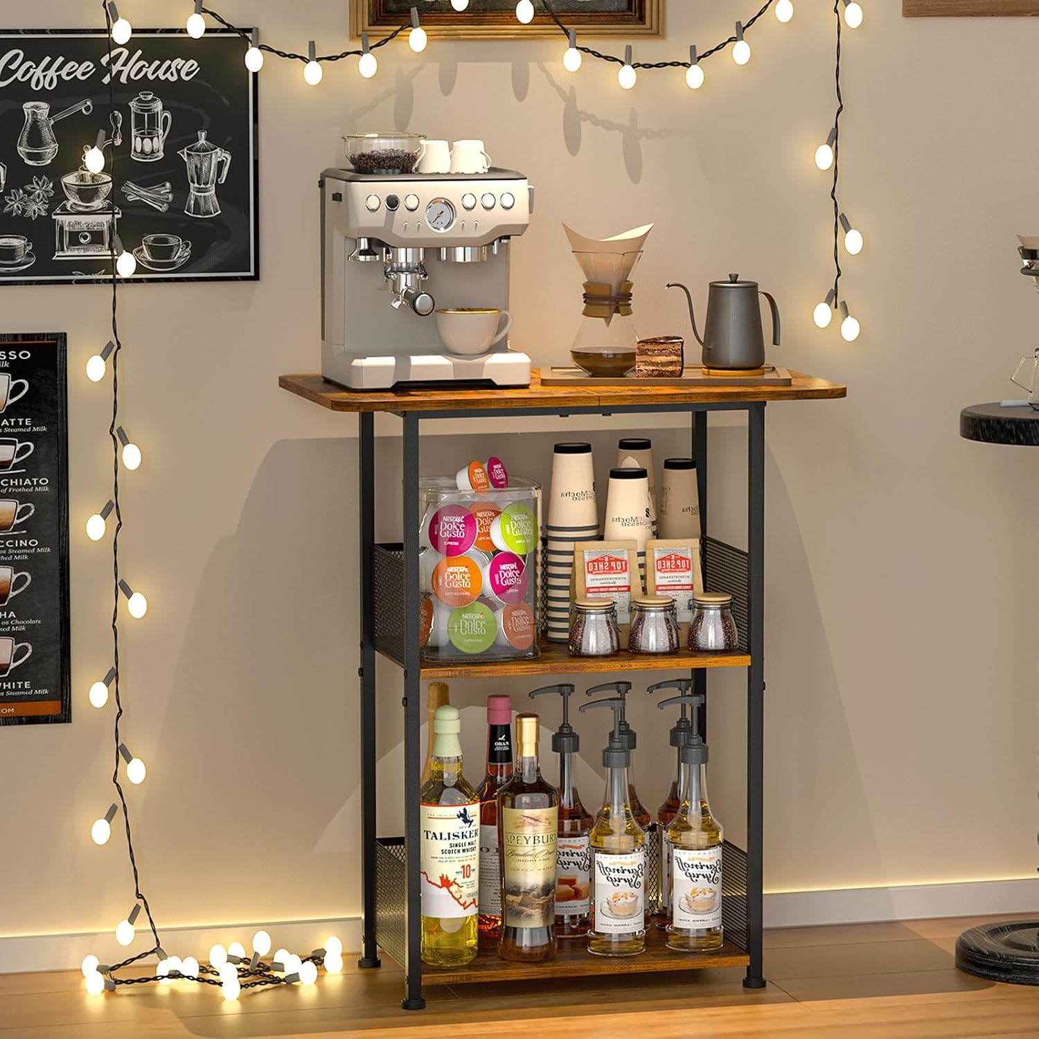 Mini Barra de Café de Pie, Mes - Home Bar Setup reseña y precio