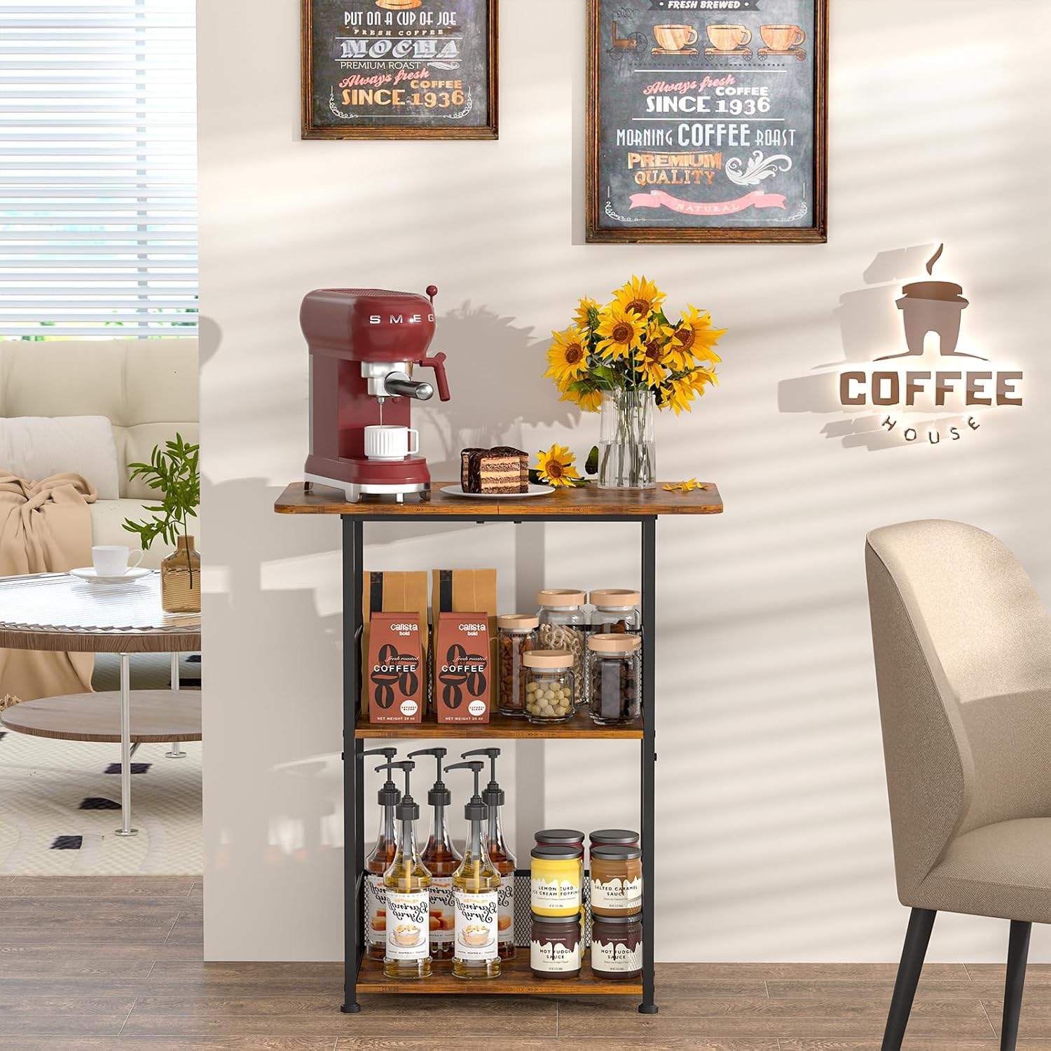 Mini Barra de Café de Pie, Mes - Home Bar Setup reseña y precio